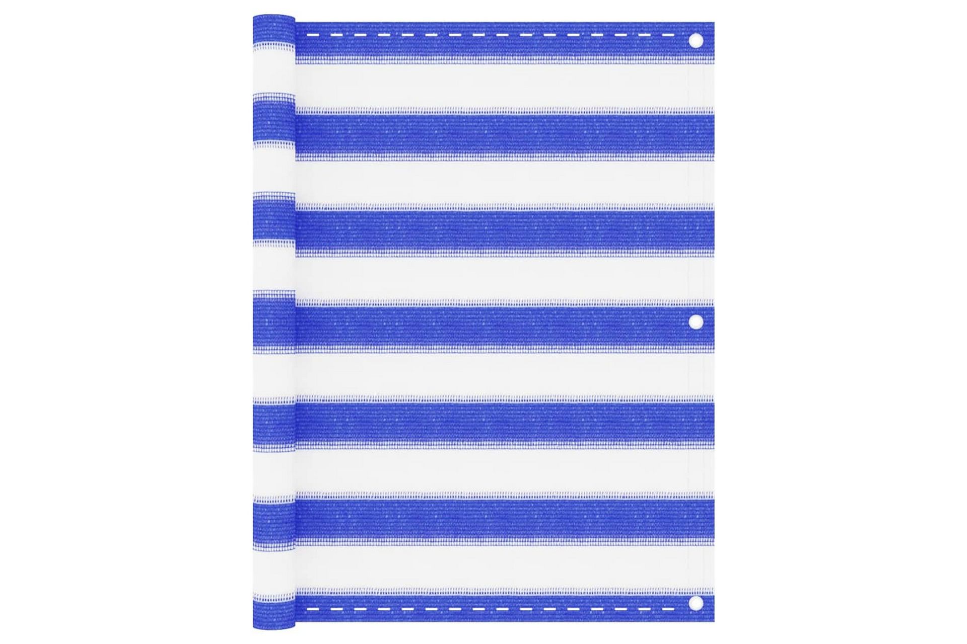 Balkongskjerm blå og hvit 75x400 cm HDPE - Flerfarget - Hagemøbler - Balkong - Sikkerhet & vindbeskyttelse balkong - Balkongbeskyttelse