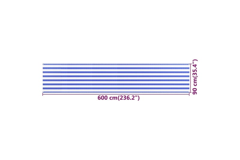 Balkongskjerm blå og hvit 90x600 cm HDPE - Flerfarget - Balkongbeskyttelse