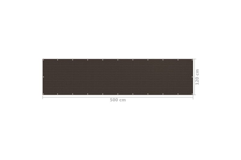 Balkongskjerm brun 120x500 cm HDPE - Brun - Balkongbeskyttelse