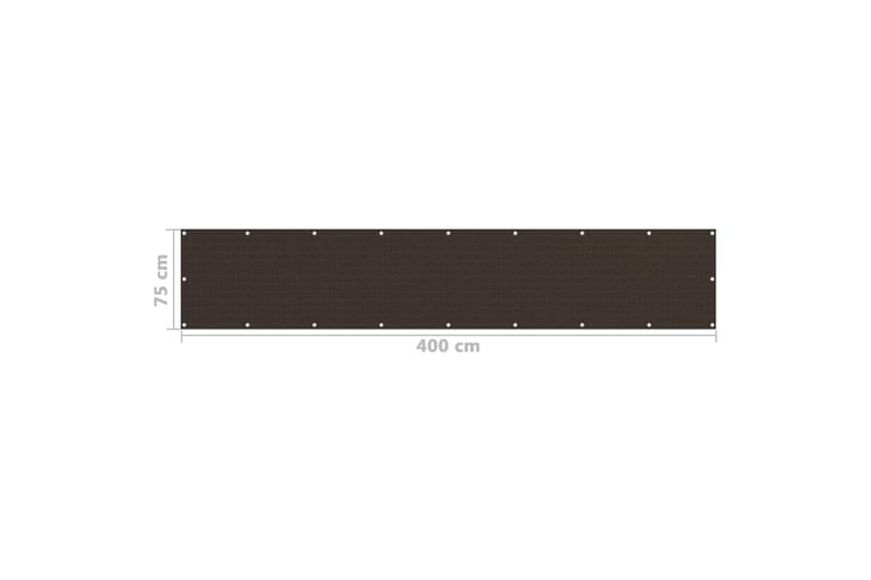 Balkongskjerm brun 75x400 cm HDPE - Brun - Balkongbeskyttelse