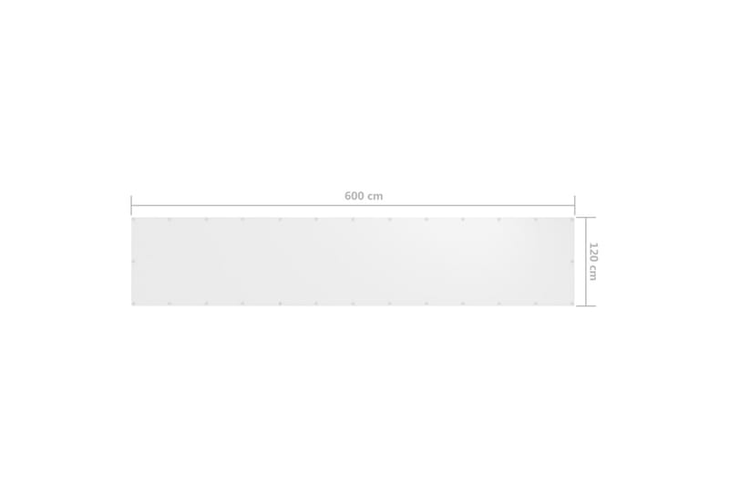 Balkongskjerm hvit 120x600 cm oxfordstoff - Hvit - Hagemøbler - Balkong - Sikkerhet & vindbeskyttelse balkong - Balkongbeskyttelse