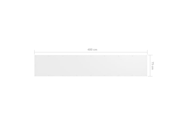 Balkongskjerm hvit 75x400 cm oxfordstoff - Hvit - Balkongbeskyttelse
