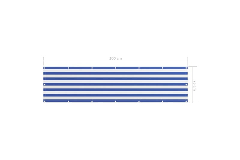 Balkongskjerm hvit og blå 75x300 cm oxfordstoff - Flerfarget - Hagemøbler - Balkong - Sikkerhet & vindbeskyttelse balkong - Balkongbeskyttelse