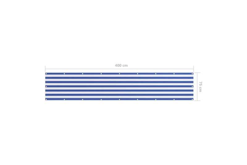 Balkongskjerm hvit og blå 75x400 cm oxfordstoff - Flerfarget - Balkongbeskyttelse