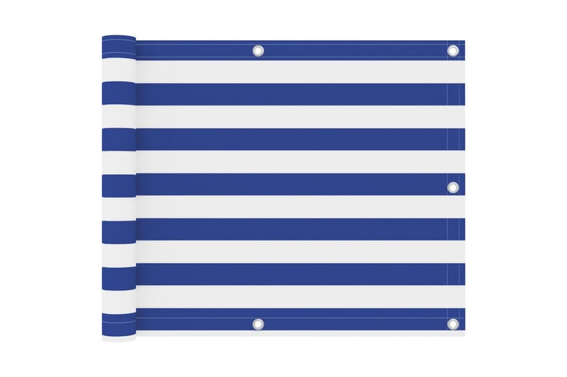 Balkongskjerm hvit og blå 75x500 cm oxfordstoff - Flerfarget - Balkongbeskyttelse