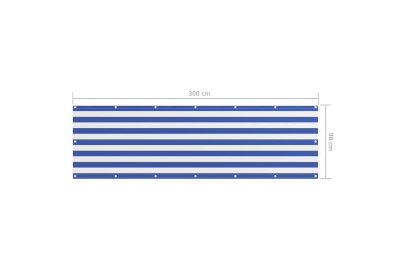 Balkongskjerm hvit og blå 90x300 cm oxfordstoff - Flerfarget - Hagemøbler - Balkong - Sikkerhet & vindbeskyttelse balkong - Balkongbeskyttelse