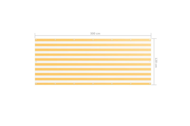 Balkongskjerm hvit og gul 120x300 cm oxfordstoff - Flerfarget - Hagemøbler - Balkong - Sikkerhet & vindbeskyttelse balkong - Balkongbeskyttelse
