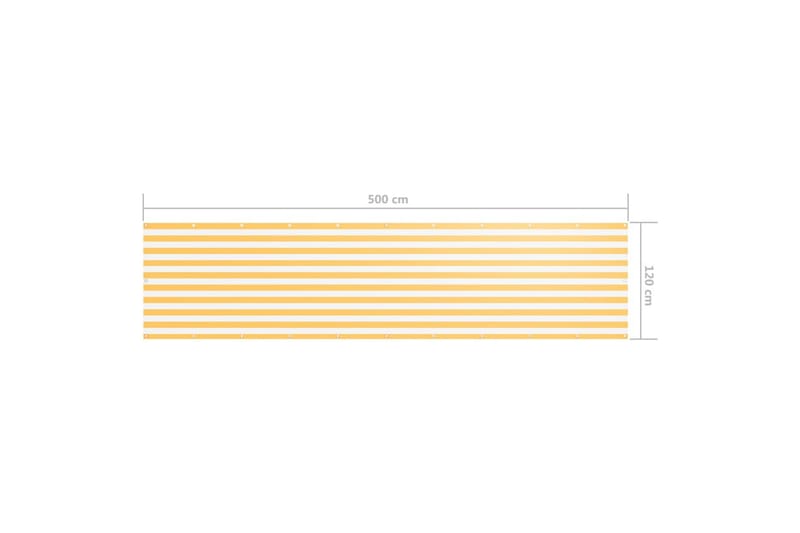 Balkongskjerm hvit og gul 120x500 cm oxfordstoff - Flerfarget - Balkongbeskyttelse