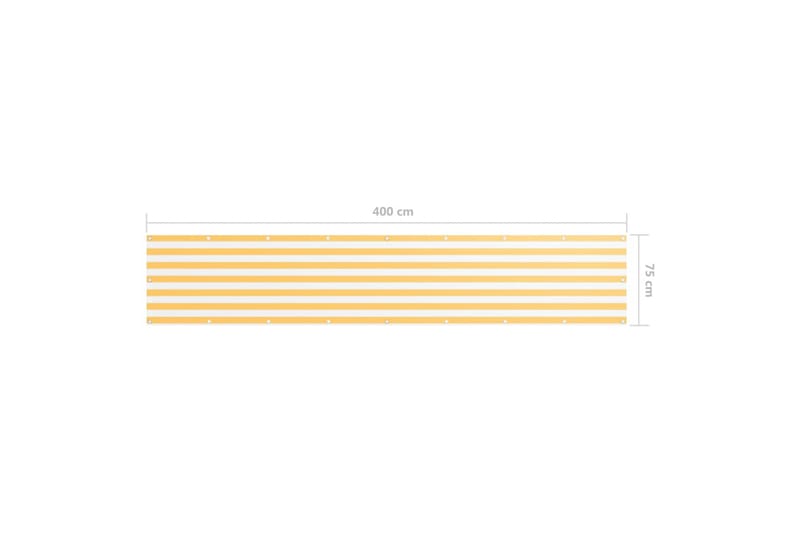 Balkongskjerm hvit og gul 75x400 cm oxfordstoff - Flerfarget - Balkongbeskyttelse