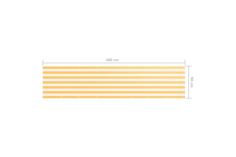 Balkongskjerm hvit og gul 90x400 cm oxfordstoff - Flerfarget - Hagemøbler - Balkong - Sikkerhet & vindbeskyttelse balkong - Balkongbeskyttelse