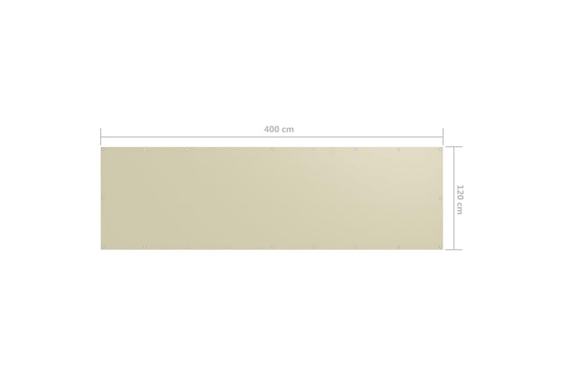 Balkongskjerm kremhvit 120x400 cm oxfordstoff - Krem - Hagemøbler - Balkong - Sikkerhet & vindbeskyttelse balkong - Balkongbeskyttelse