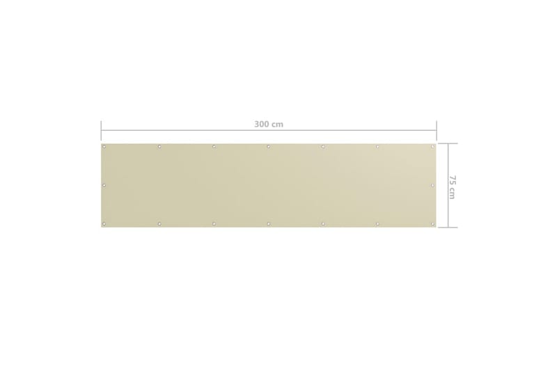 Balkongskjerm kremhvit 75x300 cm oxfordstoff - Krem - Hagemøbler - Balkong - Sikkerhet & vindbeskyttelse balkong - Balkongbeskyttelse
