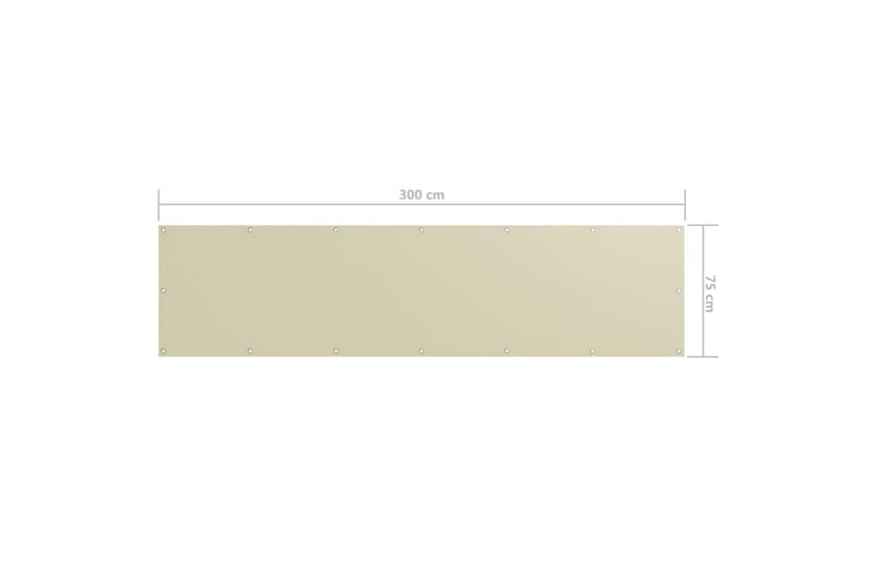 Balkongskjerm kremhvit 75x300 cm oxfordstoff - Krem - Balkongbeskyttelse
