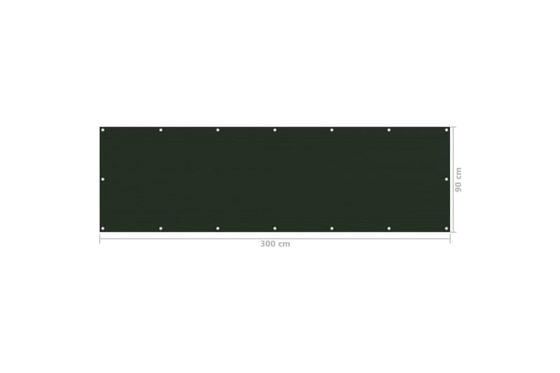 Balkongskjerm mörkegrönn 90x300 cm HDPE - grönn - Hagemøbler - Balkong - Sikkerhet & vindbeskyttelse balkong - Balkongbeskyttelse