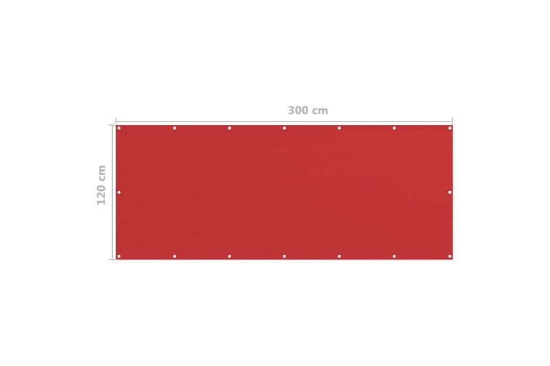 Balkongskjerm rød 120x300 cm HDPE - Rød - Hagemøbler - Balkong - Sikkerhet & vindbeskyttelse balkong - Balkongbeskyttelse