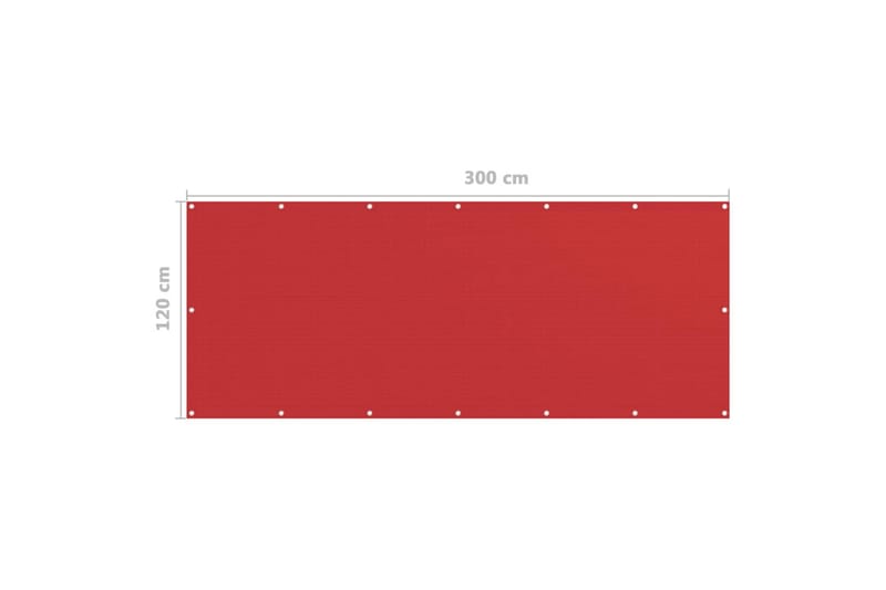 Balkongskjerm rød 120x300 cm HDPE - Rød - Balkongbeskyttelse