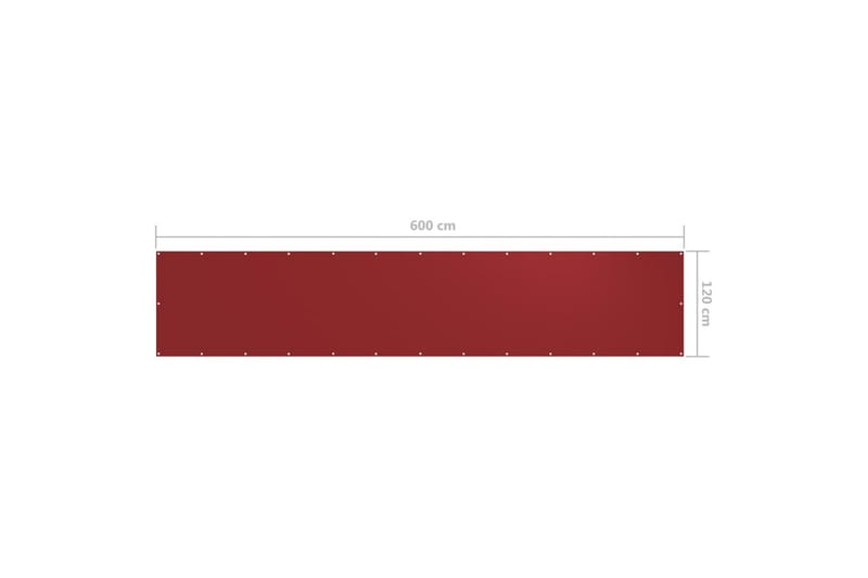 Balkongskjerm rød 120x600 cm oxfordstoff - Rød - Balkongbeskyttelse