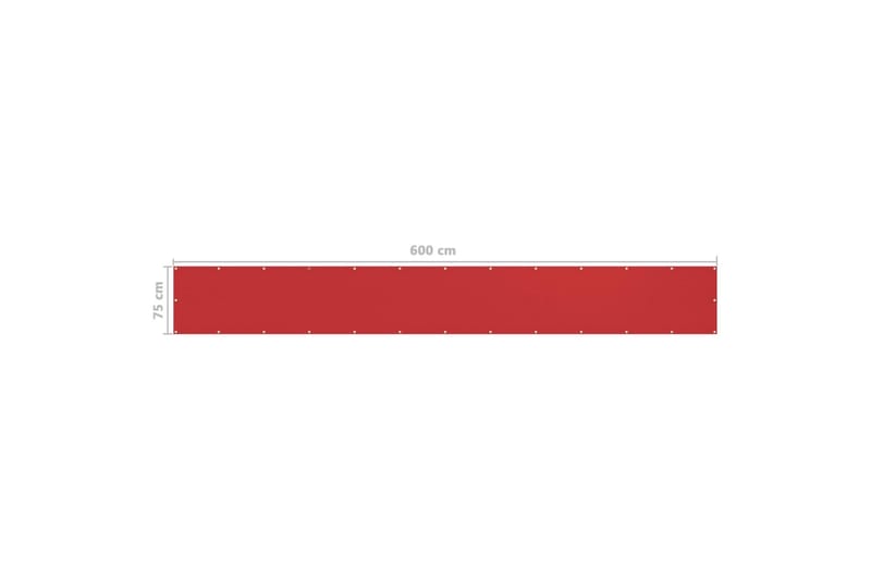 Balkongskjerm rød 75x600 cm HDPE - Rød - Hagemøbler - Balkong - Sikkerhet & vindbeskyttelse balkong - Balkongbeskyttelse