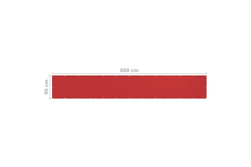 Balkongskjerm rød 90x600 cm HDPE - Rød - Hagemøbler - Balkong - Sikkerhet & vindbeskyttelse balkong - Balkongbeskyttelse