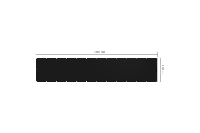 Balkongskjerm svart 120x600 cm oxfordstoff - Svart - Hagemøbler - Balkong - Sikkerhet & vindbeskyttelse balkong - Balkongbeskyttelse