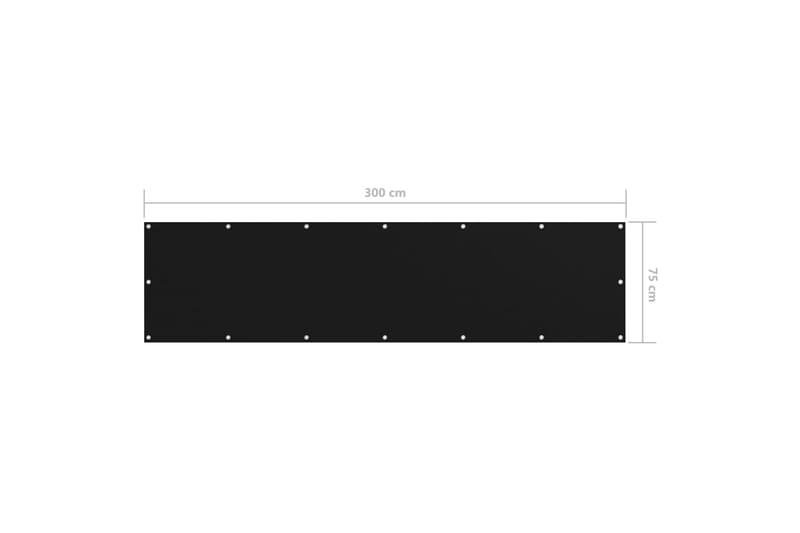 Balkongskjerm svart 75x300 cm oxfordstoff - Svart - Hagemøbler - Balkong - Sikkerhet & vindbeskyttelse balkong - Balkongbeskyttelse
