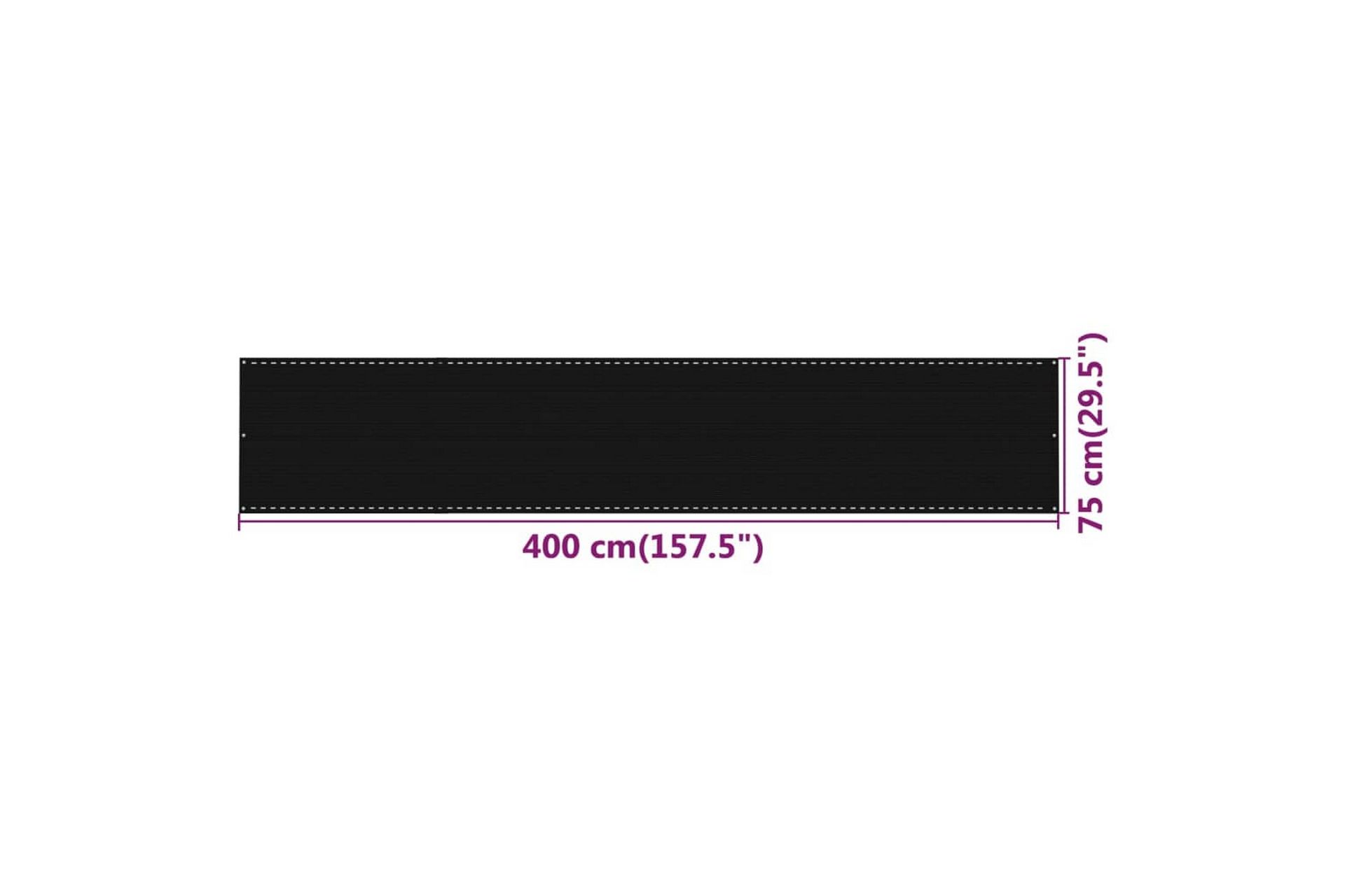 Balkongskjerm svart 75x400 cm HDPE - Svart - Hagemøbler - Balkong - Sikkerhet & vindbeskyttelse balkong - Balkongbeskyttelse