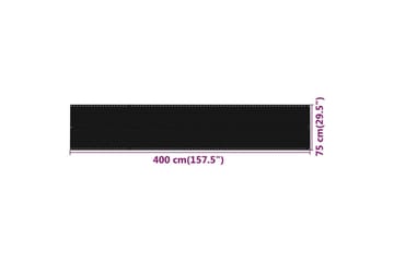 Balkongskjerm svart 75x400 cm HDPE - Svart - Hagemøbler - Balkong - Sikkerhet & vindbeskyttelse balkong - Balkongbeskyttelse