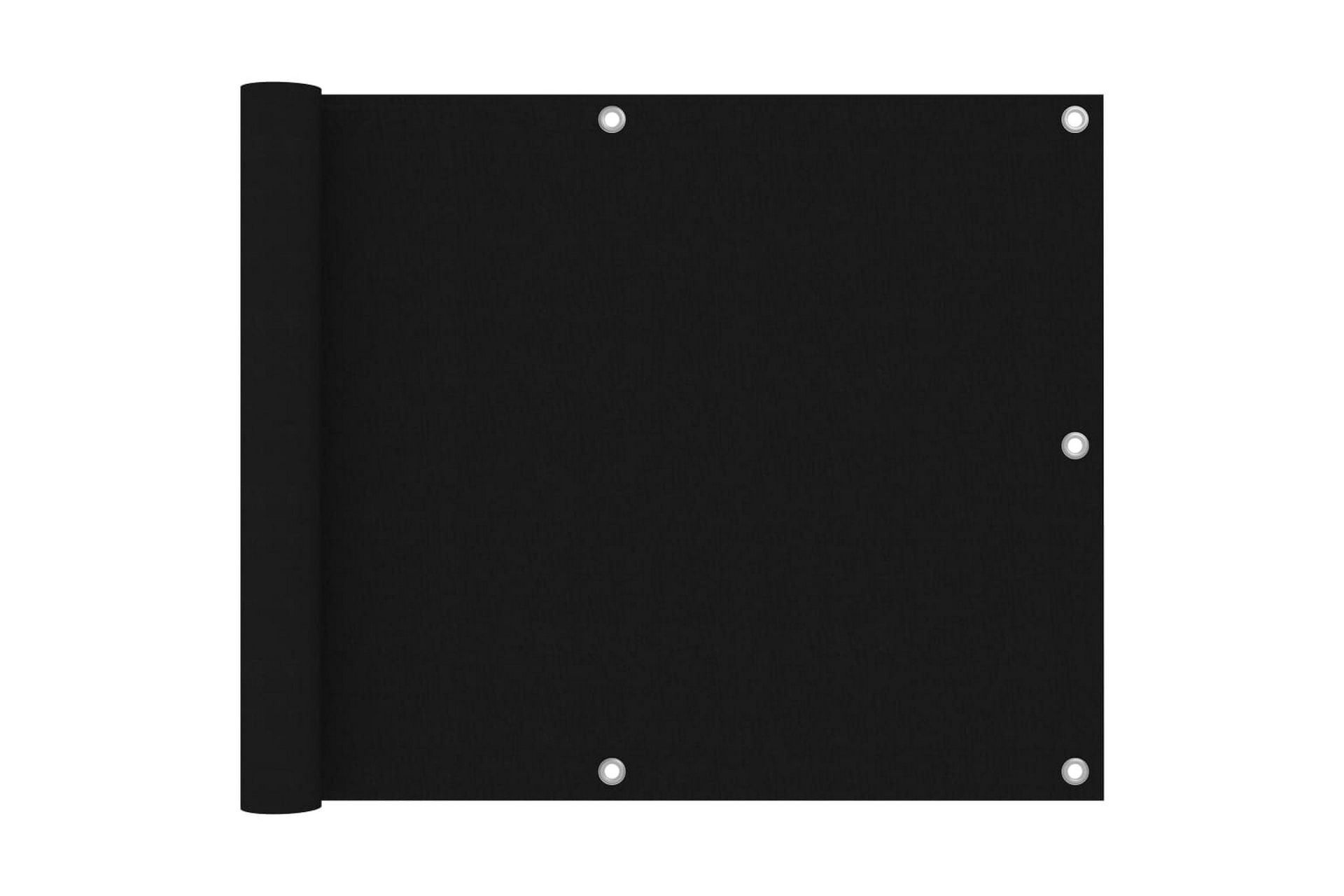 Balkongskjerm svart 75x600 cm oxfordstoff - Svart - Hagemøbler - Balkong - Sikkerhet & vindbeskyttelse balkong - Balkongbeskyttelse