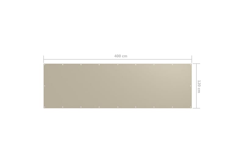Balkongskjerm beige 120x400 cm oxfordstoff - Beige - Balkongbeskyttelse
