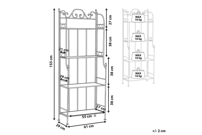 Carpinone Hagehylle 61x31 cm - Svart - Hagemøbler - Hagebord - Avlastningsbord & brettbord