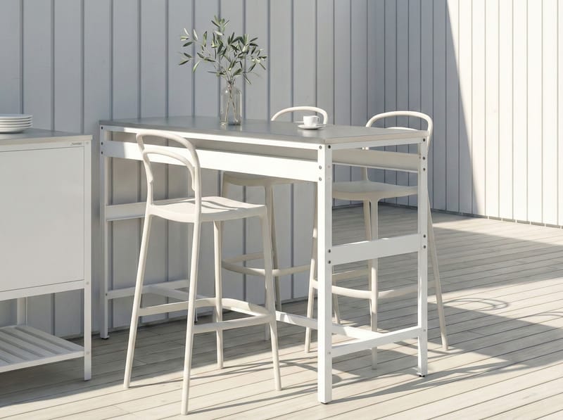 Barbord for utendørsbruk Maenza 120 cm - hvit/svart - Hagemøbler - Hagebord - Barbord