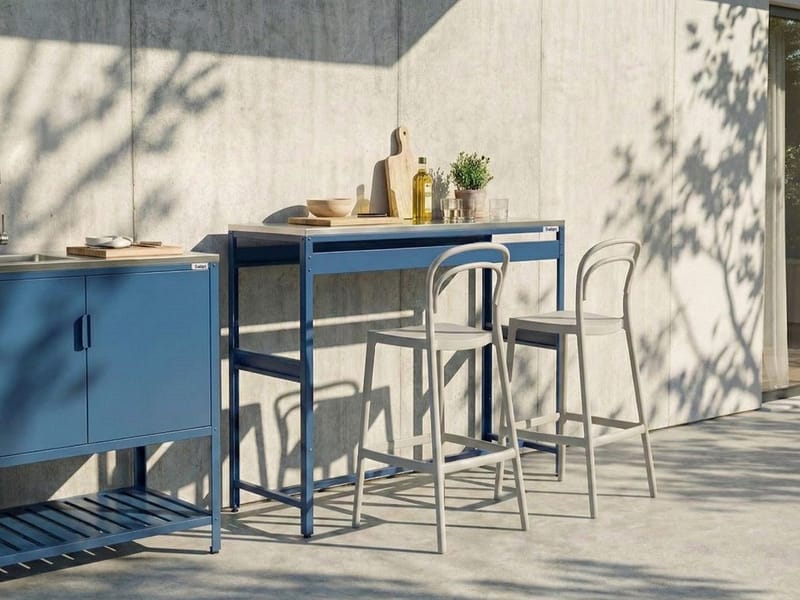 Barbord for utendørsbruk Maenza 120 cm Stål - blå/sølv - Hagemøbler - Hagebord - Barbord