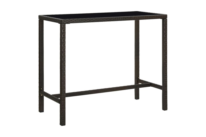 Hagebarbord brun 130x60x110 cm polyrotting og glass - Brun - Hagemøbler - Hagebord - Barbord