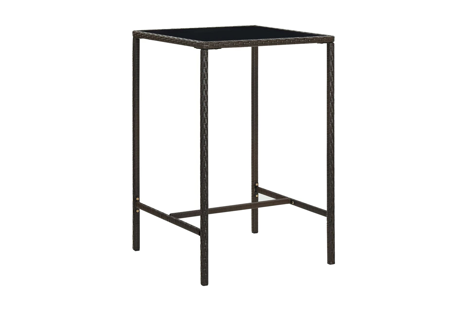 Hagebarbord brun 70x70x110 cm polyrotting og glass - Brun - Hagemøbler - Hagebord - Barbord