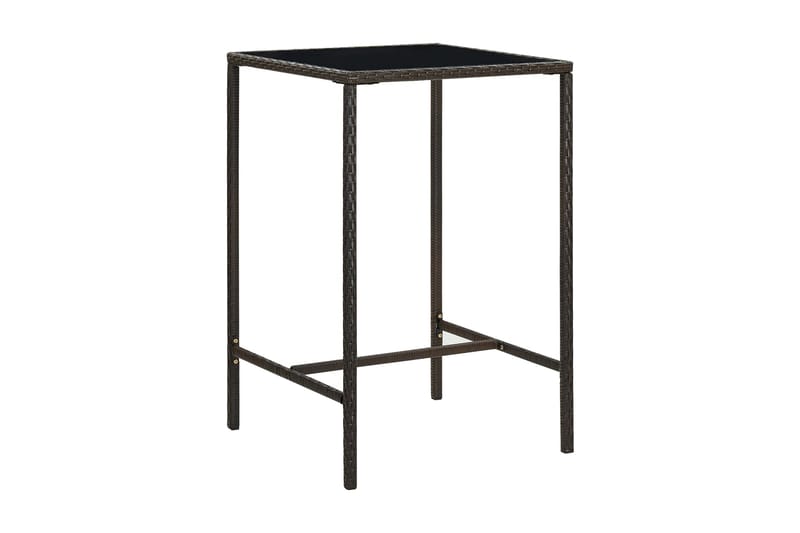 Hagebarbord brun 70x70x110 cm polyrotting og glass - Brun - Hagemøbler - Hagebord - Barbord