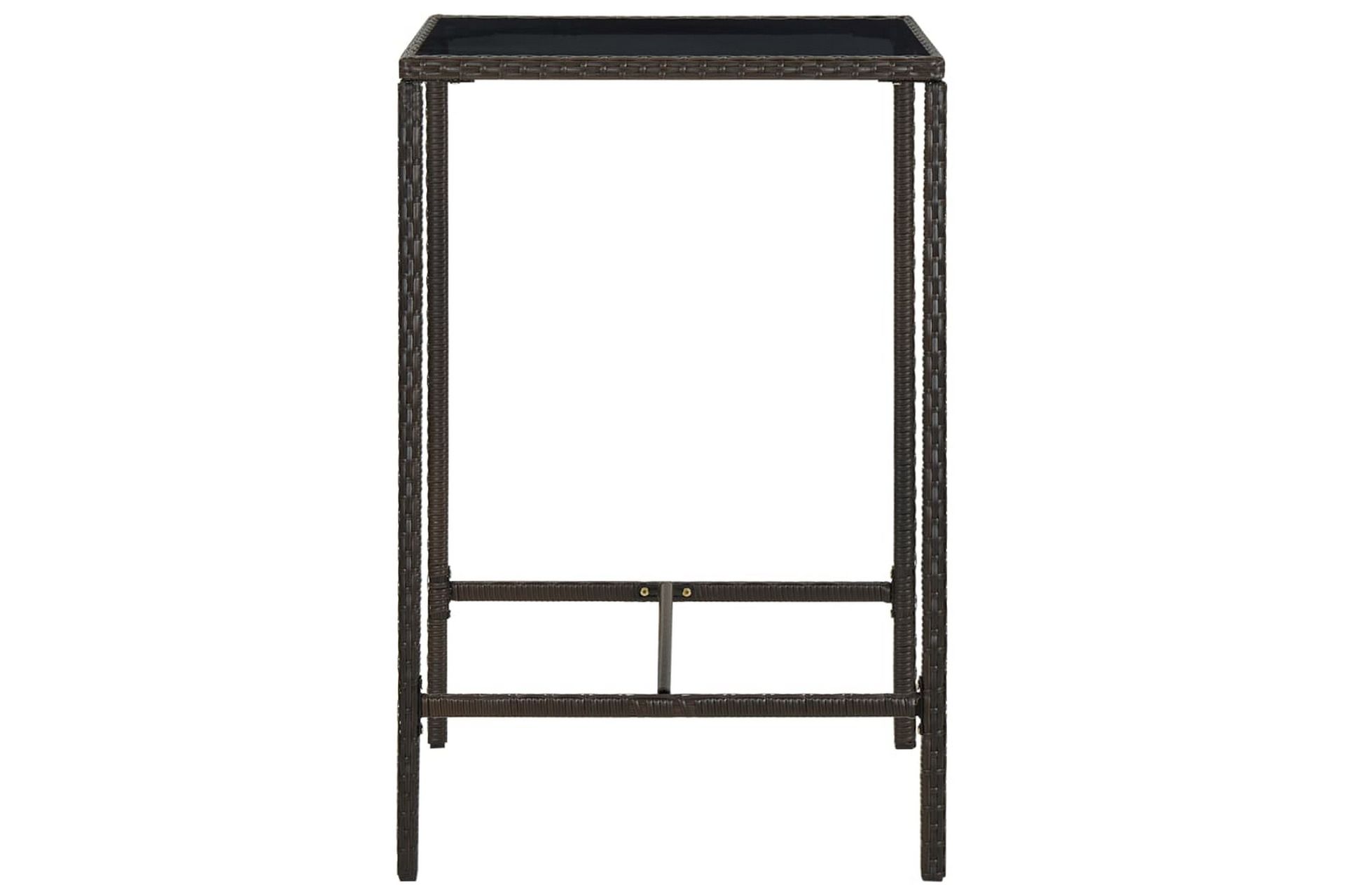 Hagebarbord brun 70x70x110 cm polyrotting og glass - Brun - Hagemøbler - Hagebord - Barbord