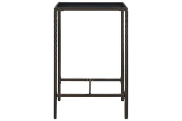 Hagebarbord brun 70x70x110 cm polyrotting og glass - Brun - Hagemøbler - Hagebord - Barbord