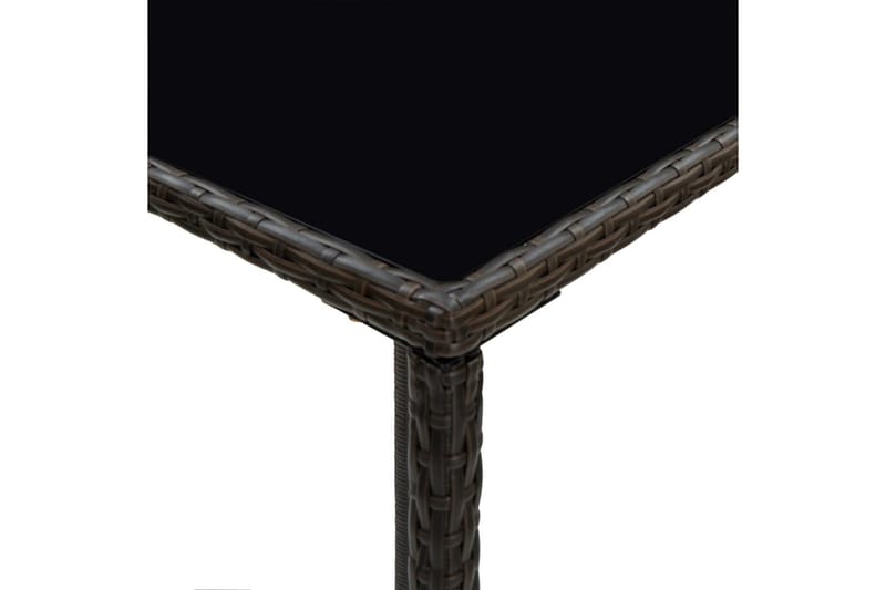 Hagebarbord brun 70x70x110 cm polyrotting og glass - Brun - Barbord