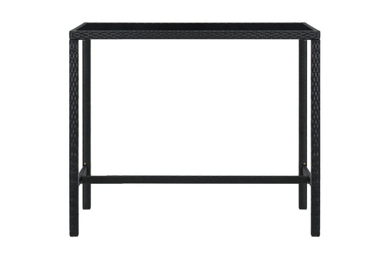 Hagebarbord svart 130x60x110 cm polyrotting og glass - Svart - Barbord
