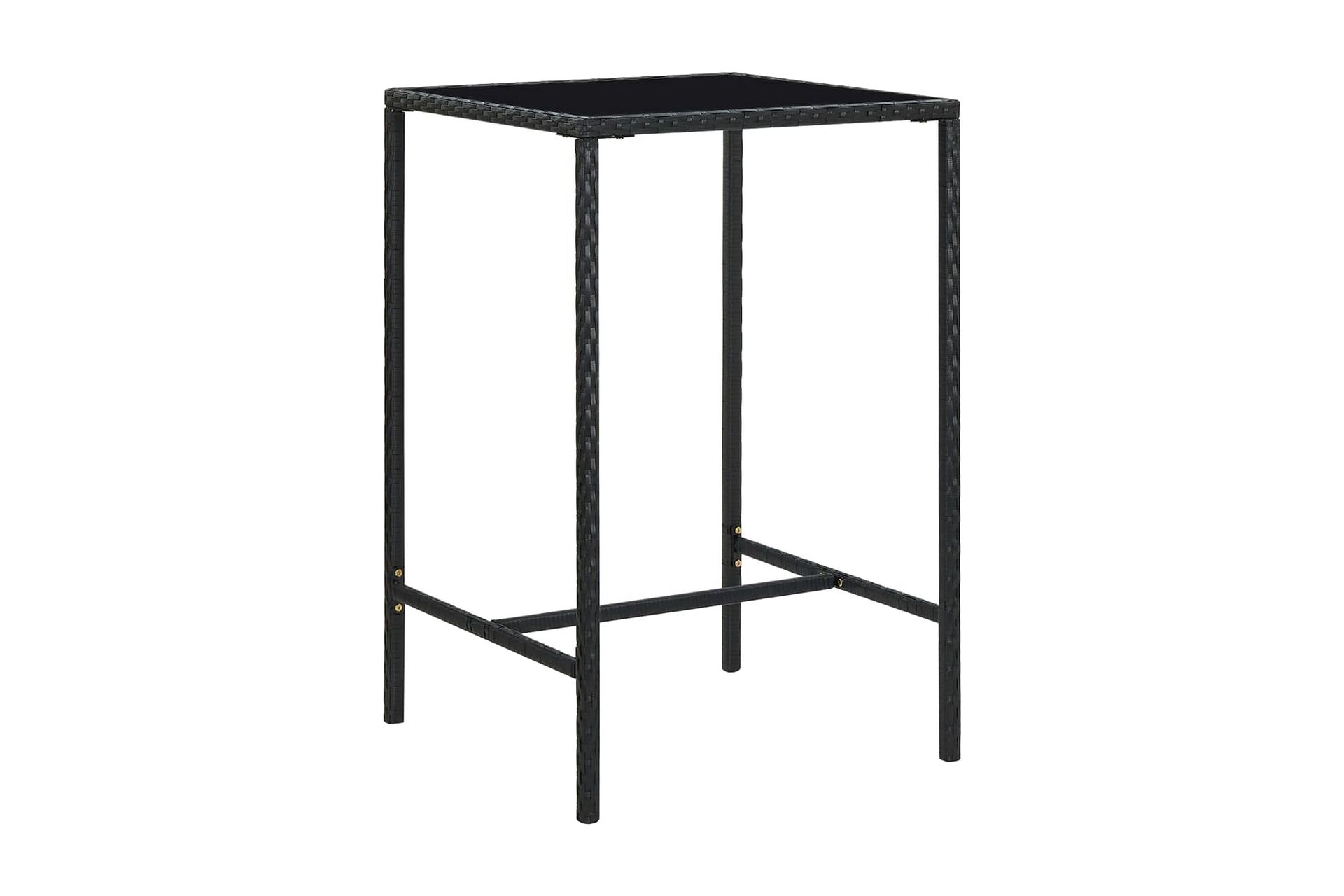 Hagebarbord svart 70x70x110 cm polyrotting og glass - Svart - Hagemøbler - Hagebord - Barbord