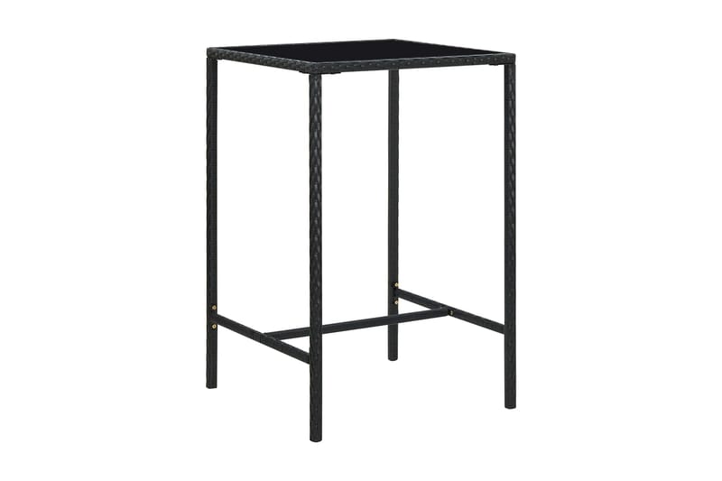 Hagebarbord svart 70x70x110 cm polyrotting og glass - Svart - Hagemøbler - Hagebord - Barbord