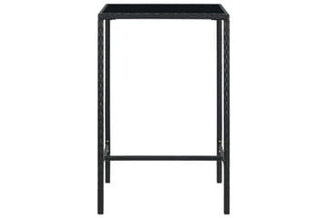 Hagebarbord svart 70x70x110 cm polyrotting og glass - Svart - Hagemøbler - Hagebord - Barbord