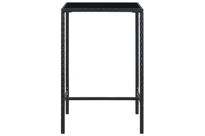 Hagebarbord svart 70x70x110 cm polyrotting og glass - Svart - Hagemøbler - Hagebord - Barbord