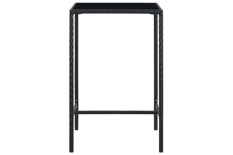 Hagebarbord svart 70x70x110 cm polyrotting og glass - Svart - Barbord