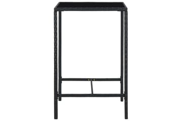 Hagebarbord svart 70x70x110 cm polyrotting og glass - Svart - Hagemøbler - Hagebord - Barbord