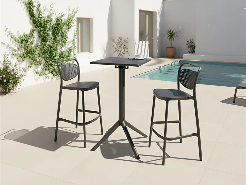 Barbord utendørs Lemnos 60 cm - svart - Hagemøbler - Hagebord - Barbord