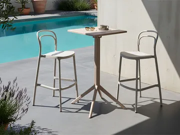 Barbord utendørs Lemnos 60x60 cm - beige - Hagemøbler - Hagebord - Barbord