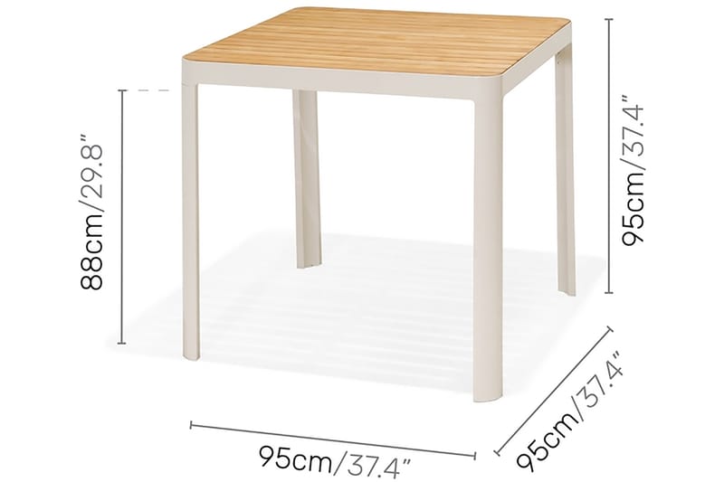 Portals Barbord 95 cm - Hvit/Tre - Hagemøbler - Hagebord - Barbord