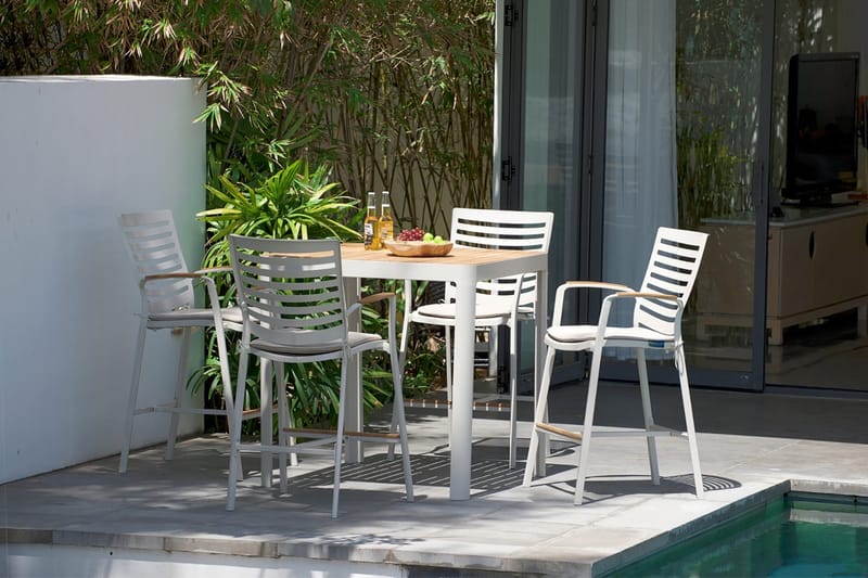 Portals Barbord 95 cm - Hvit/Tre - Hagemøbler - Hagebord - Barbord