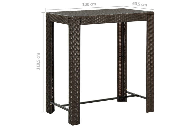 Utendørs barbord brun 100x60,5x110,5 cm polyrotting - Brun - Hagemøbler - Hagebord - Barbord
